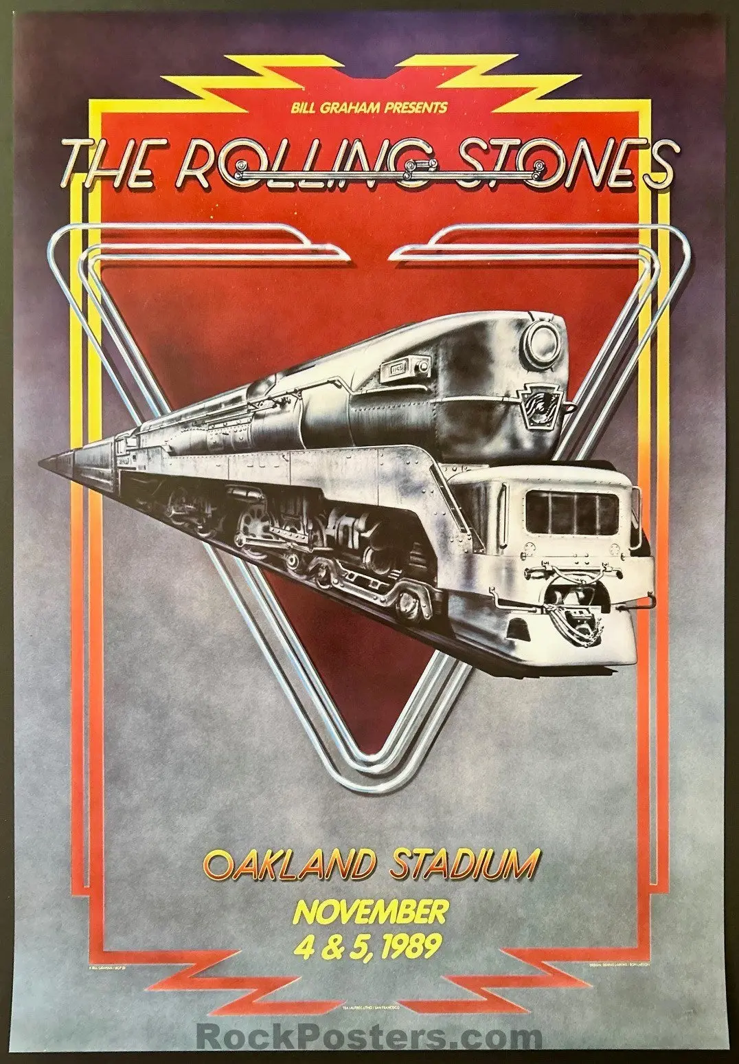 Auction - Rolling Stones - Steel Wheels Tour - 1989 Poster - Oakland Stadium - Mint 1