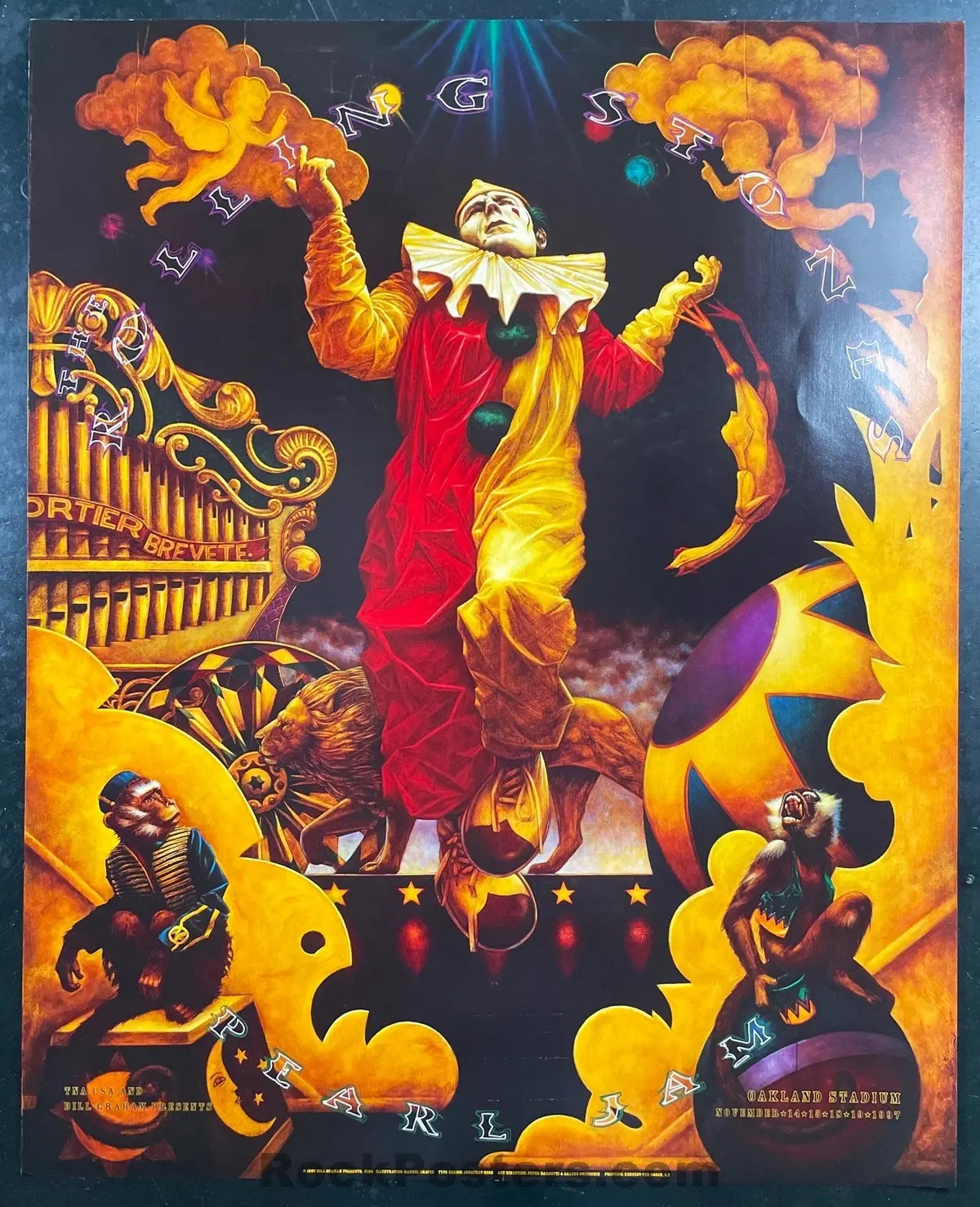 Auction - Rolling Stones - Pearl Jam - 1997 Concert Poster - Oakland Stadium  - Near Mint Minus 1