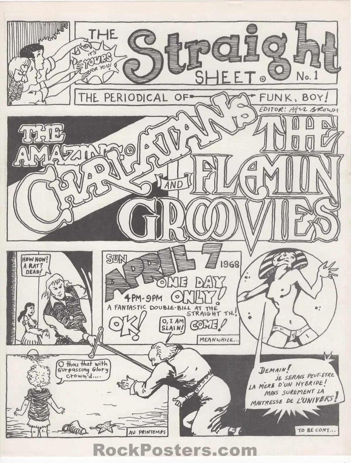 Auction - Charlatans Flamin' Groovies - Straight Theater - 1968 Handbill - Near Mint Minus 1