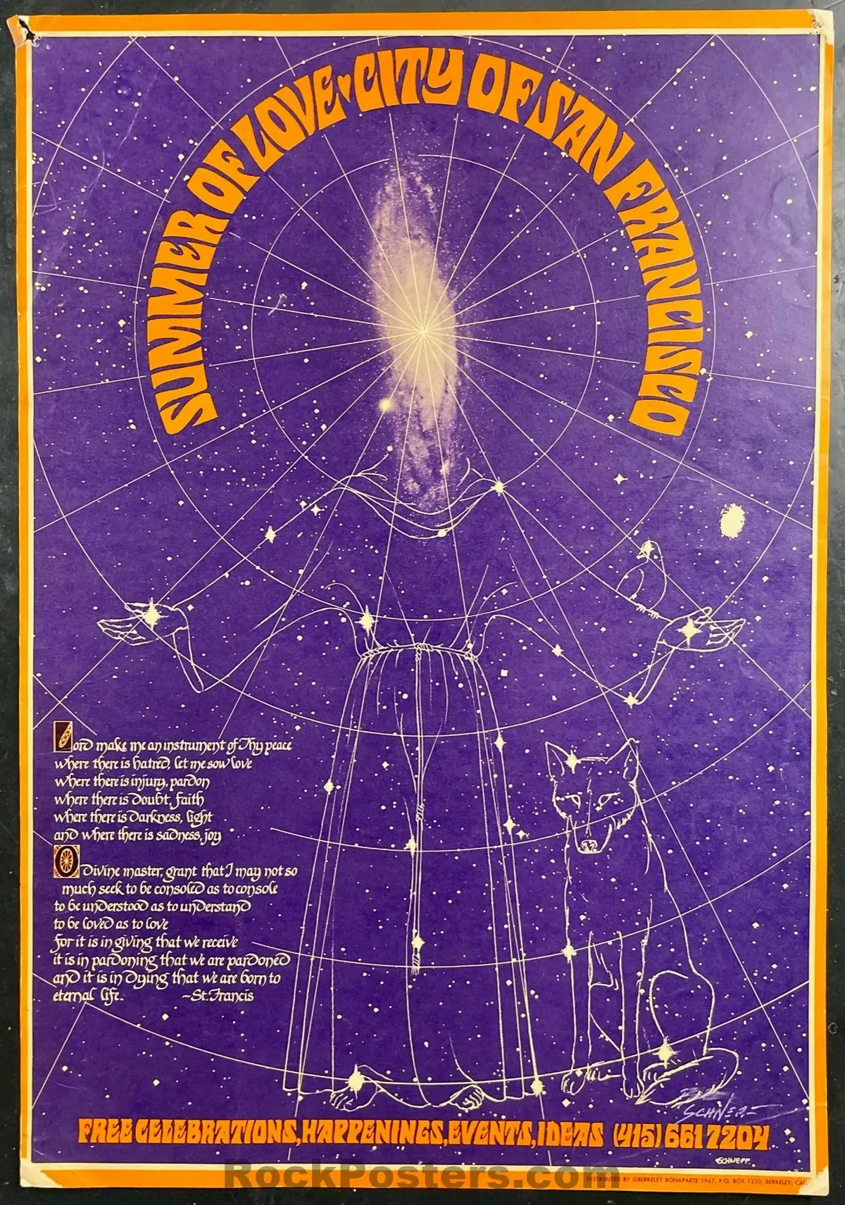 Auction - Summer Of Love - City Of San Francisco - Bob Schnepf Signed - 1967 Poster - Very Good 1