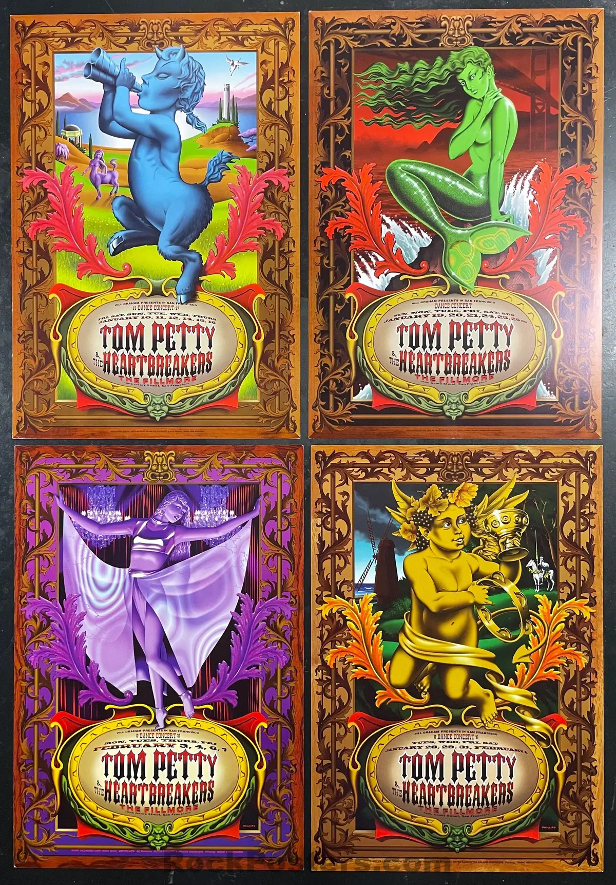 Auction - Tom Petty & The Heartbreakers - Jim Phillips - Set Of Four 1997 Posters - Fillmore Auditorium - Near Mint Minus 1