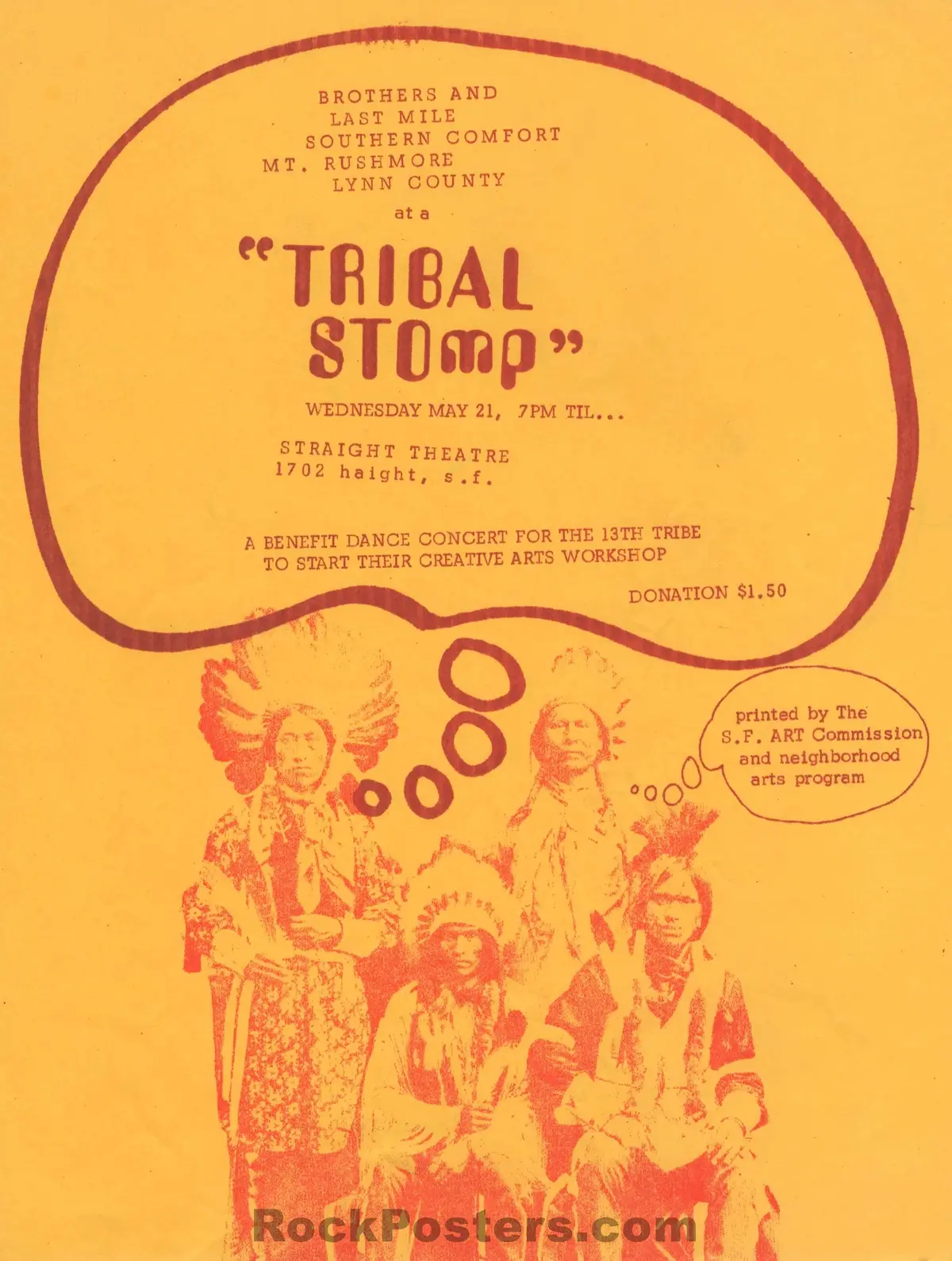 Auction - Tribal Stomp - Straight Theater Benefit - 1969 Handbill - Excellent 1
