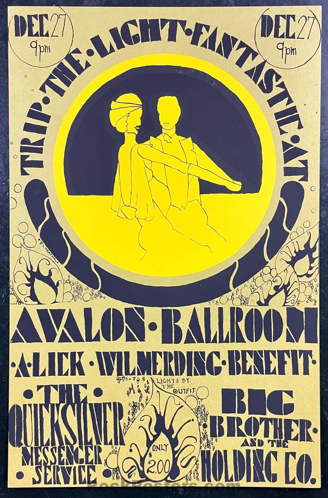 Auction - Family Dog - Janis Big Brother - Quicksilver Messenger - 1967 Silkscreen Poster - Avalon Ballroom - Near Mint 1