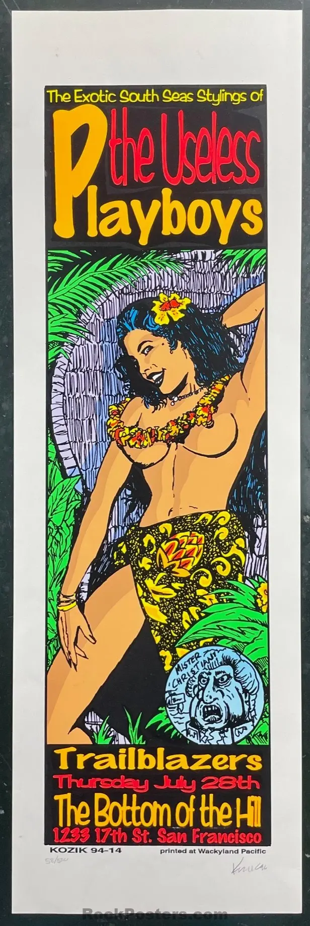 Auction - The Useless Playboys - Kozik Signed - 1994 Poster - San Francisco -  Excellent 1