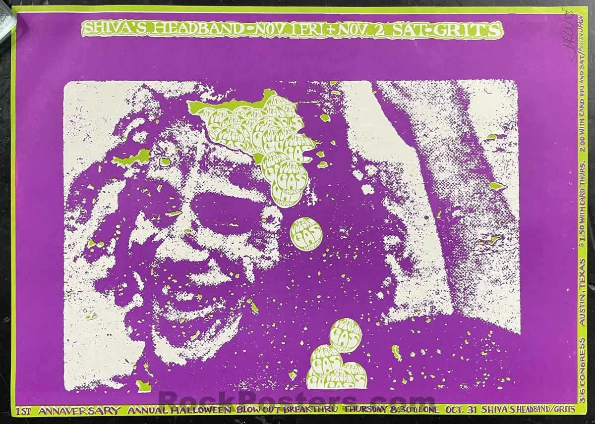 Auction - Vulcan Gas - Jim Franklin Signed - 1970 Handbill - Near Mint Minus 1