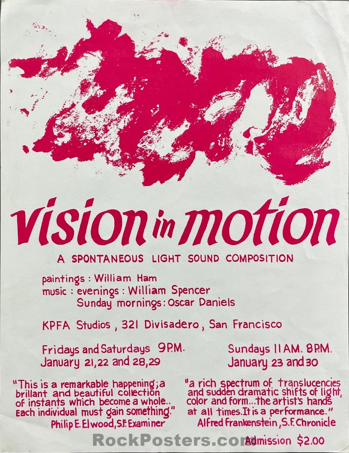 Auction - Bill Ham Light Show - 1966 Event Handbill - Excellent 1