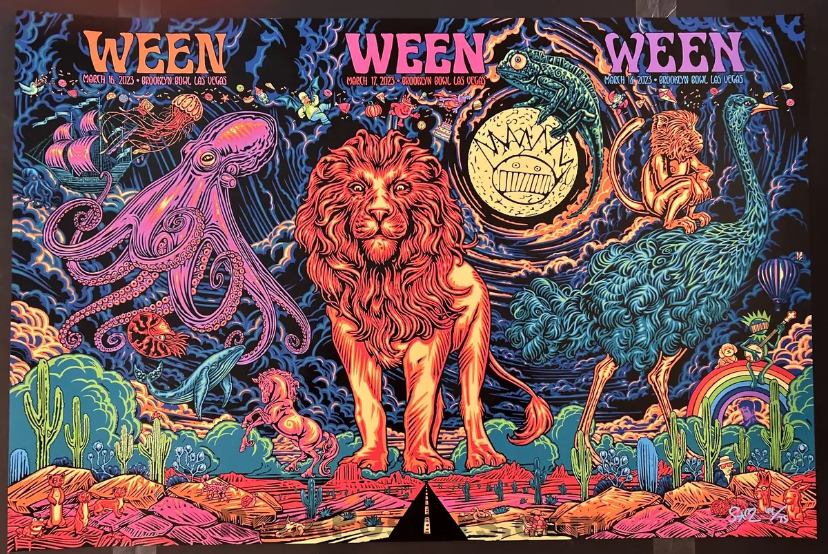 Auction - Ween - Las Vegas '23 - Todd Slater - Uncut Gold Artist Edition - Mint 1