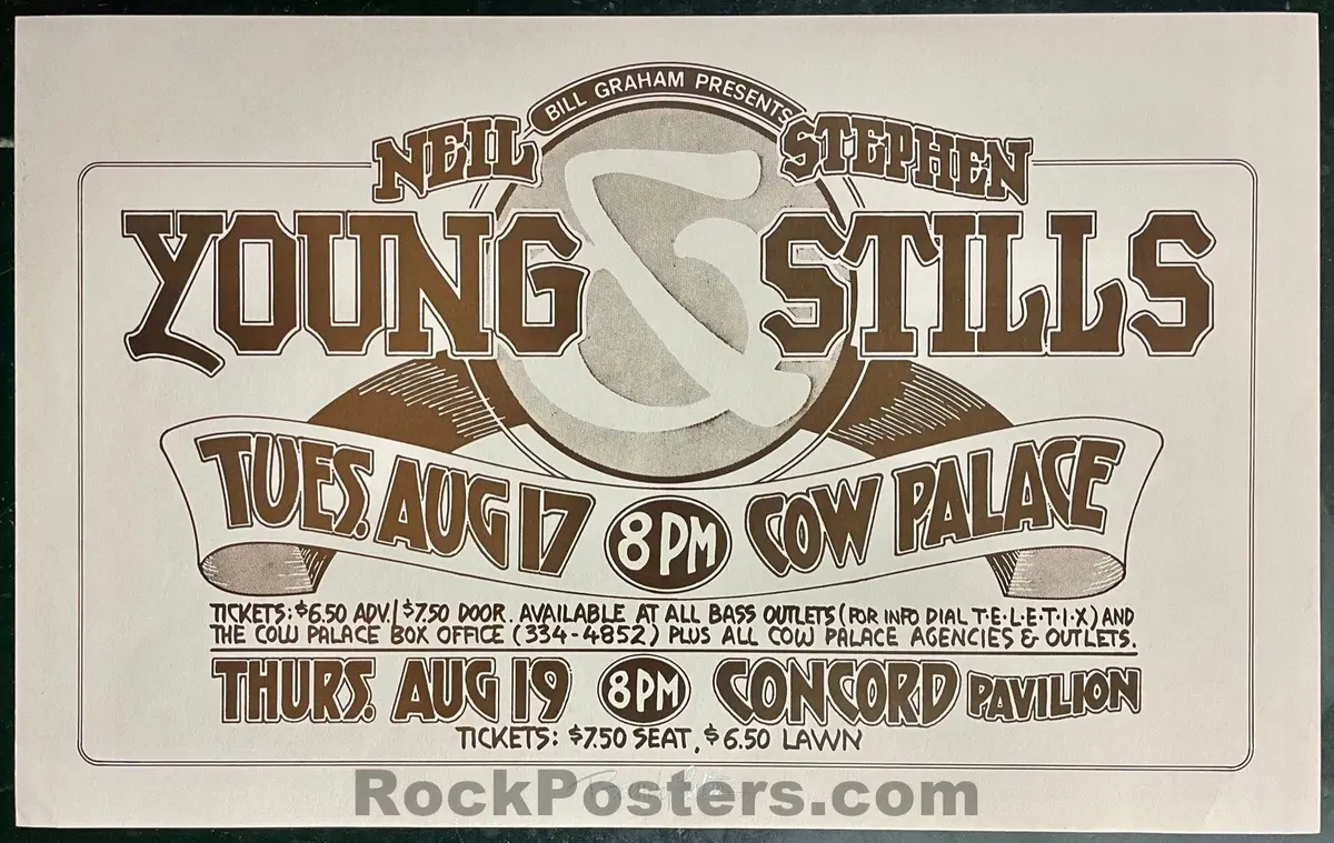 Auction - Neil Young & Steven Stills - Randy Tuten Signed - San Francisco - 1976 Concert Poster - Near Mint 1