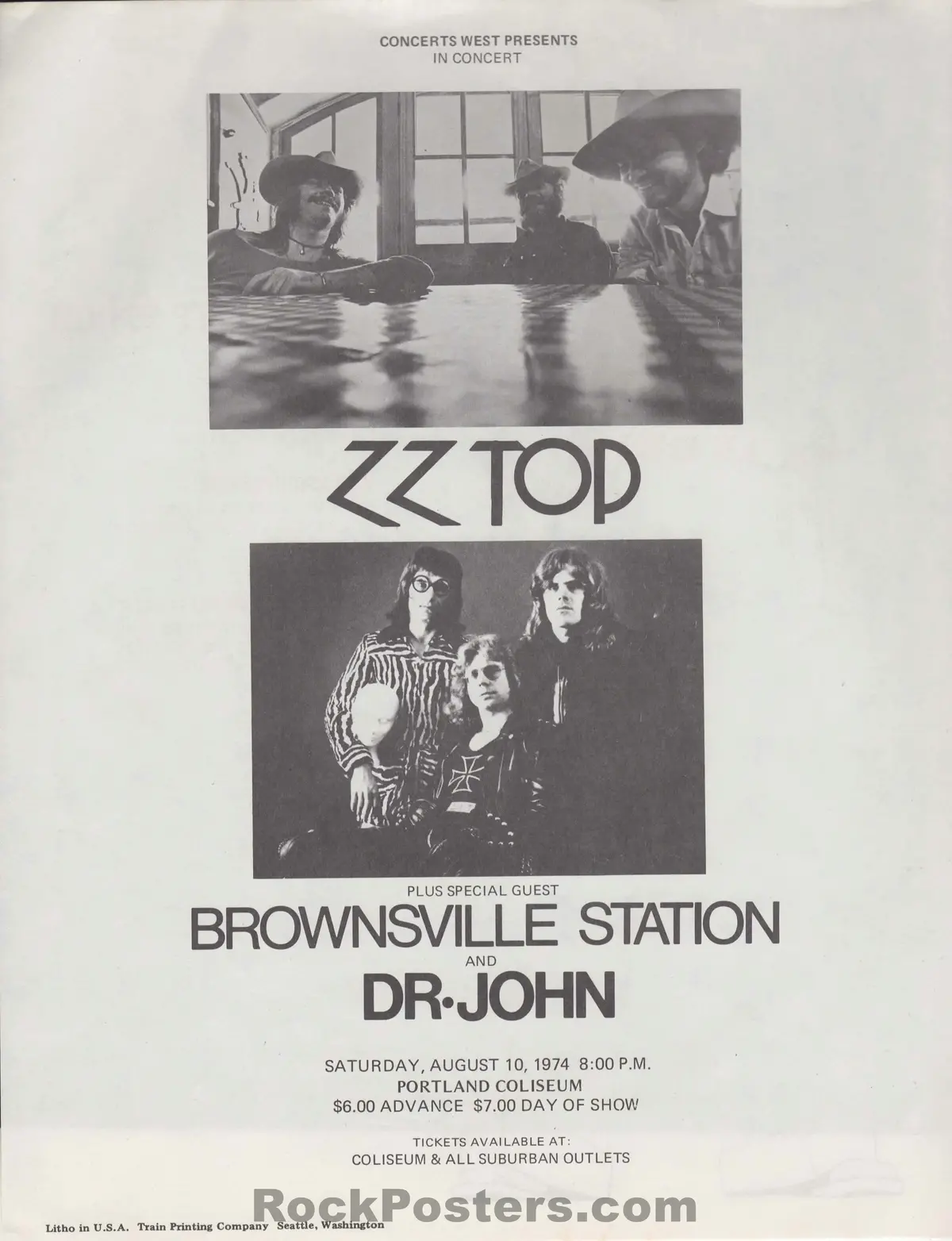 Auction - Zz Top/Dr. John - 1974 2-Sided Handbill - Portland Or - Near Mint Minus 1