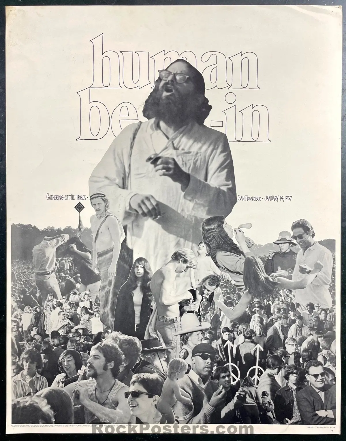 Auction - Human Be-In - Gathering Of The Tribes - Allen Ginsberg - San Francisco - 1967 Poster - Very Good 1